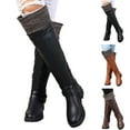 thumbnail image 1 of Dakaela Women's Knee High Boots Comfort Buckle Riding Combat Boot Round Toe Long Tall Fall Winter Shoes, 1 of 5