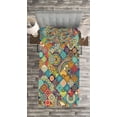 thumbnail image 3 of Ambesonne Bohemian Quilted Bedspread Set 2 Pcs, Checkered Folk, Twin Size, Multicolor, 3 of 3