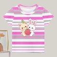 thumbnail image 3 of Kids Striped Shirts for Girls Boys Summer Short Sleeve Casual Tops Lightweight Comfy Graphic Tees Cute T Shirt, Pink, 5 Years, 3 of 3