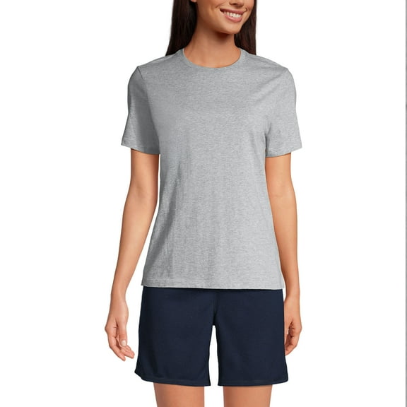 Lands' End Essentials Women's Short-Sleeve Soft Cotton T-Shirt - Tailored Feminine Fit