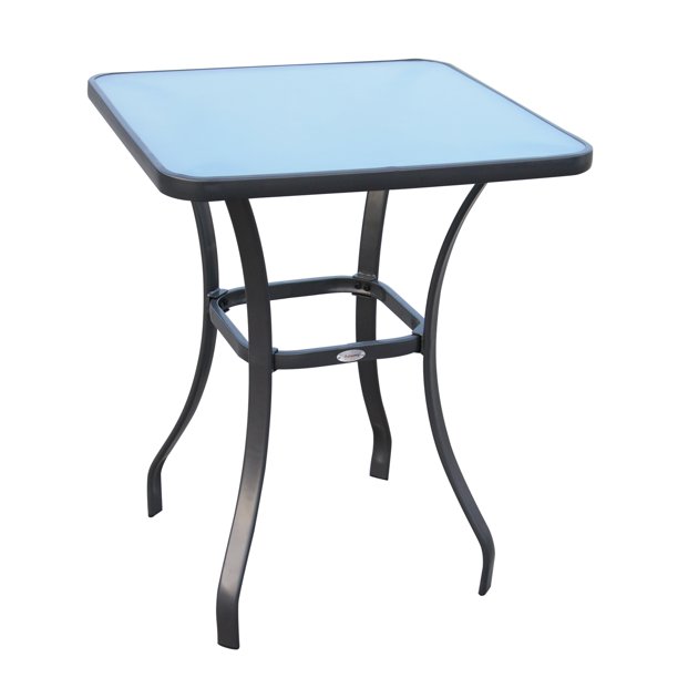 Outsunny 34" Outdoor Glass Top Bistro Table Black