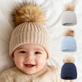 thumbnail image 5 of LIZENG Kids Winter Hat Toddler Knitted with Pom Poms for Baby Girls Boys Cute Soft Solid Warm Hats for Cold 8 Hat, 5 of 5