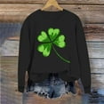 thumbnail image 4 of Xdegoge St Patricks Day Sweatshirts Women Long Sleeve Crewneck Pullover Elegant Four Leaf Clover Themed Print Sweatshirt for Themed Parties, 4 of 6