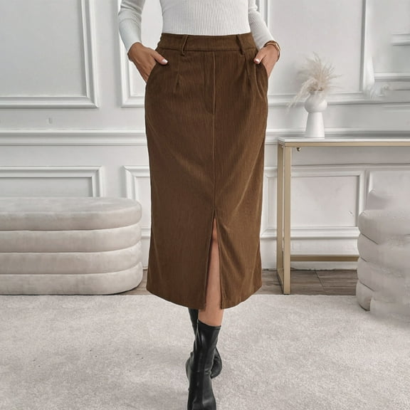 Abomasnow Corduroy Skirt Women Fall Fashion 2026 High Waisted Pencil Midi Skirts Business Casual Work Office Winter Outfit
