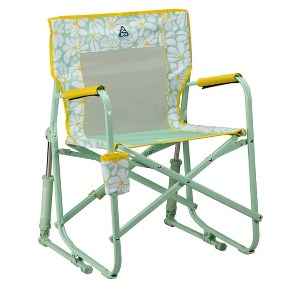 GCI Outdoor Freestyle Rocker Foldable Rocking Camp Chair, Pastel Green Floral