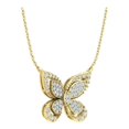 thumbnail image 4 of 10K Yellow Gold Round Diamond Butterfly Pendant with Gold Plated Silver Chain Necklace (1/3 cttw, I-J Color, I2-I3 Clarity), 18", 4 of 6