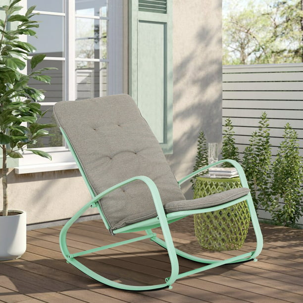 Captiva Designs Outdoor Rocking Chair Metal With Cushion Com - Patio Rocking Chairs Metal