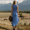 thumbnail image 4 of ShomPort Womens Summer Dresses Flowy Ruffle Hem Deep V Neck Sleeveless Elegant Vacation Boho Sundresses, 4 of 6