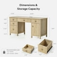 thumbnail image 3 of EYYTHUNG Executive Desk with Drawers,59" Computer Desk Light Wood Desk with Charging Station and drawers, Light Oak, 3 of 7