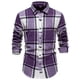 thumbnail image 1 of Blusa y camisa de manga larga con cuello vuelto para hombre, blusa informal a cuadros con botones y cuello vuelto, blusa de manga larga para hombre, 1 of 8