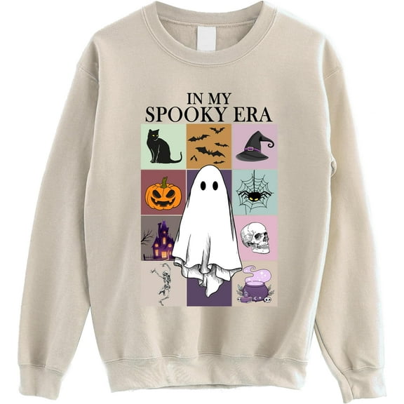 In My Spooky Era Halloween Graphic Sweatshirt, Ghost Print Pullover Crewneck