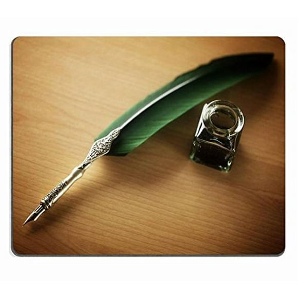 EREHome Quill pen and ink well resting on a desk concept for correspondence writer Mouse pads Gaming Mouse Pad 9.84x7.87 inches
