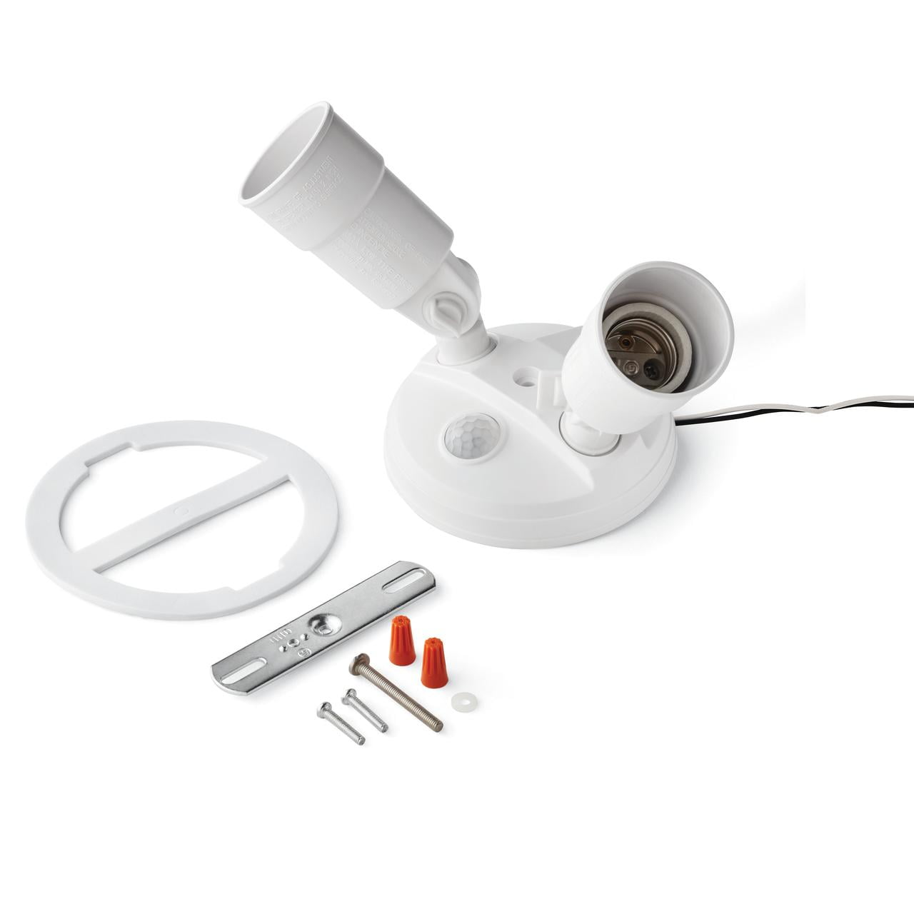 Hyper Tough Dual Head Hardwired Security Light 180-Degree Detection (Bulbs Not Included)