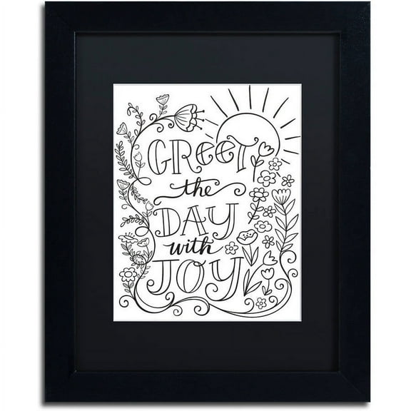 Trademark Fine Art "Greet The Day With Joy" Canvas Art by Elizabeth Caldwell, Black Matte, Black Frame