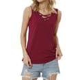 thumbnail image 3 of Nlife Women Criss Cross V Neck Sleeveless Cami Top, 3 of 7