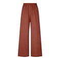 thumbnail image 6 of Moxiu Wide Leg Lounge Pants Women Linen Pants Drawstring Palazzo Pant Elastic Waist Boho Beach Vacation Summer Travel Trousers Orange,XL, 6 of 9