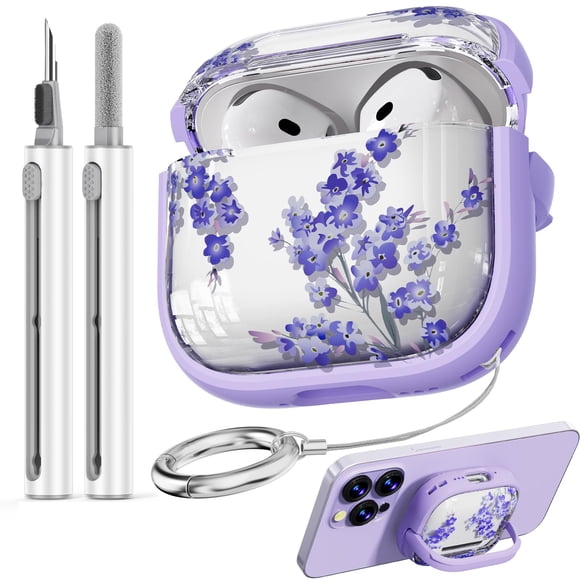 Funda para AirPods 4 Inesore Clear Floral con cierre de seguridad para mujer