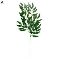 Artificial Green Leaves Long Stems 20" Tall, Fake Plant Branches, for Floral Arrangement Vase Bouquets Wedding Greenery Decor - 1PC