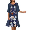 thumbnail image 1 of Robes pour Femmes Deux Pièces Impression Numérique 3D Mode Manches Courtes Robe Bleue G, 1 of 3