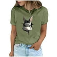 thumbnail image 2 of Tops de Cuello Alto para las Mujeres Amante Impreso Camiseta Cuello Redondo Manga Corta, Poliéster Spandex, 2 of 7