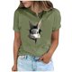 thumbnail image 2 of Tops de Cuello Alto para las Mujeres Amante Impreso Camiseta Cuello Redondo Manga Corta, Poliéster Spandex, 2 of 7