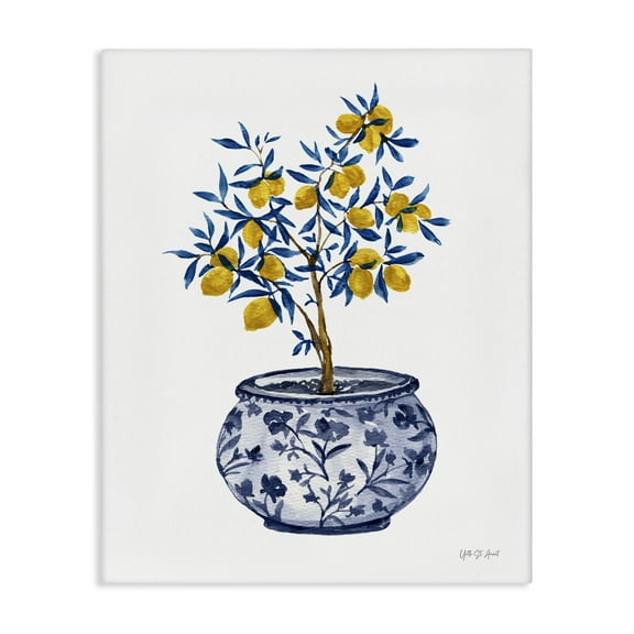Stupell Industries Lemon Tree in Chinoiserie Food & Beverage Painting Wrapped Canvas Art Print Wall Art, 16 x 20