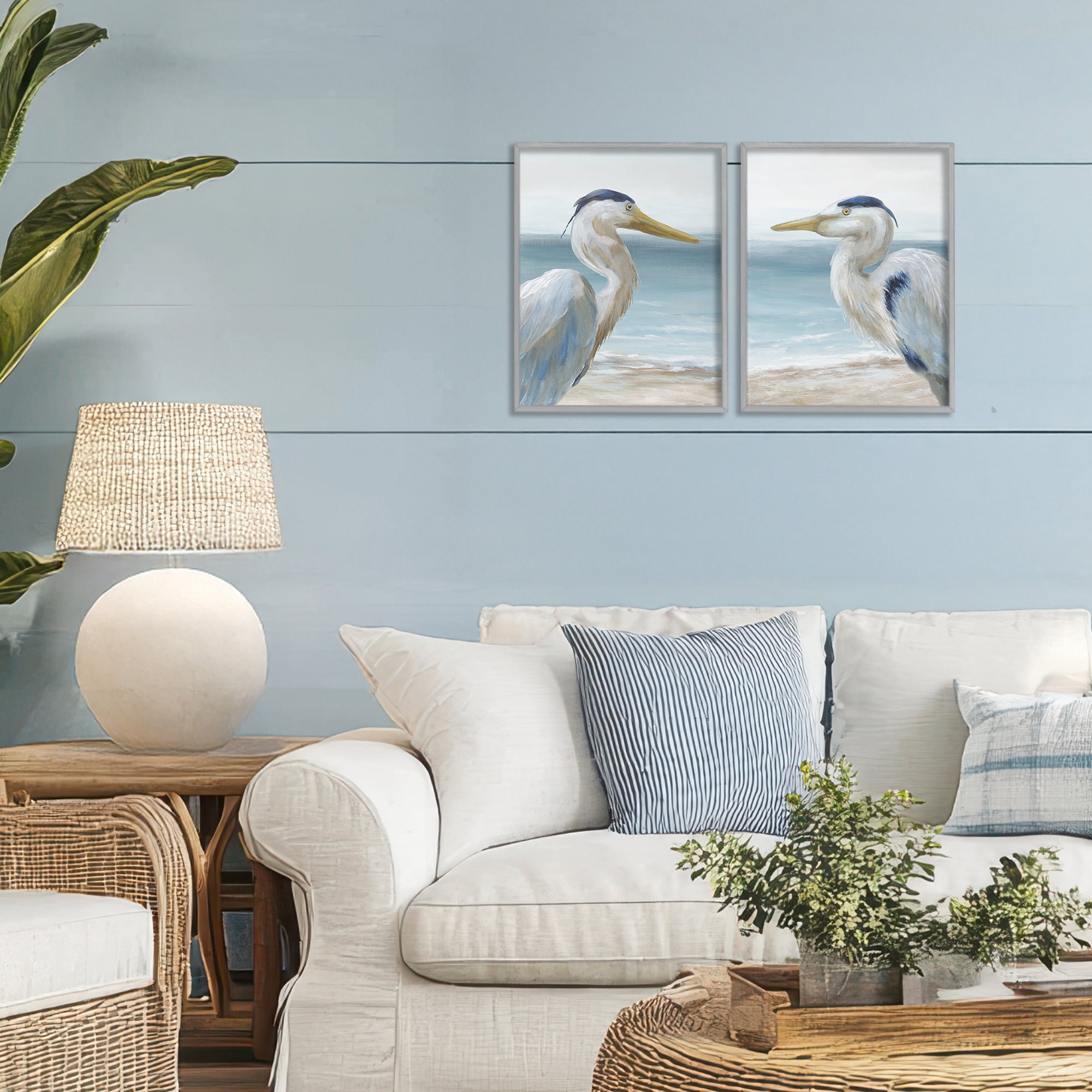 Stupell Industries Tranquil Gaze Herons 2 Piece Gray Framed Giclee Art Set, design by Nan