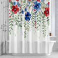 thumbnail image 3 of Patriotic Independence Day Shower Curtain for Bathroom Decor, Red Blue Flowers Waterproof Fabric Shower Curtain, 60"x72" Set with 12 Hooks, 3 of 9