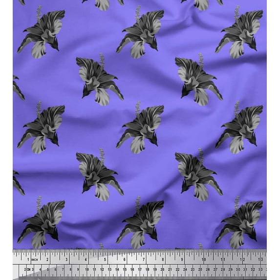 Soimoi Purple Viscose Chiffon Fabric Floral Fabric Prints By Yard 42 Inch Wide
