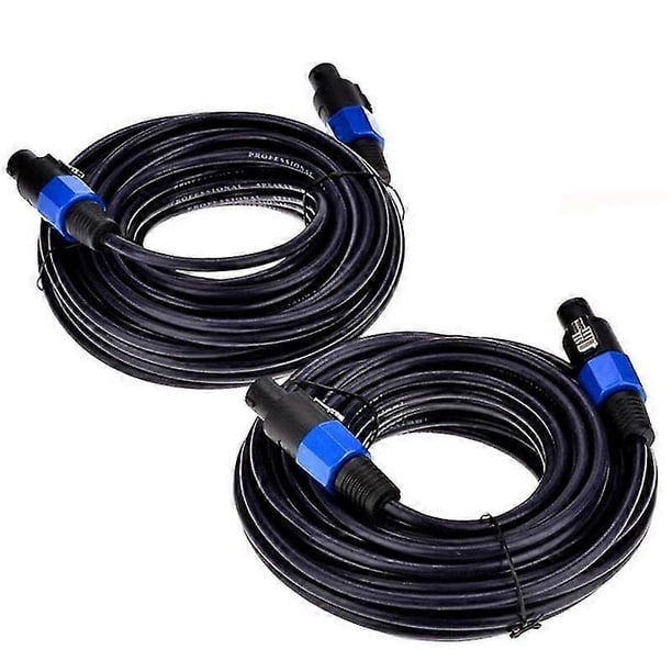 2-Pack 7.6m Male Speakon to Speakon Cables, Professional 12 AWG Audio Cable DJ Speaker Cable