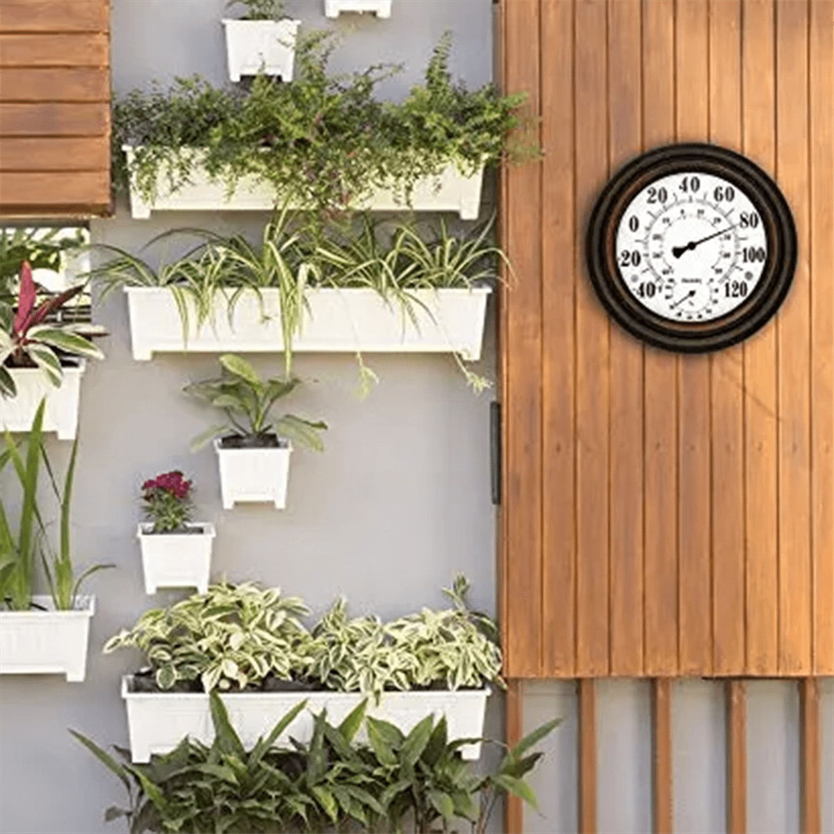 20cm Antique Indoor Outdoor Thermometer Hygrometer Temperature Humidity Meter Wall Clock Thermometer for Home Decor