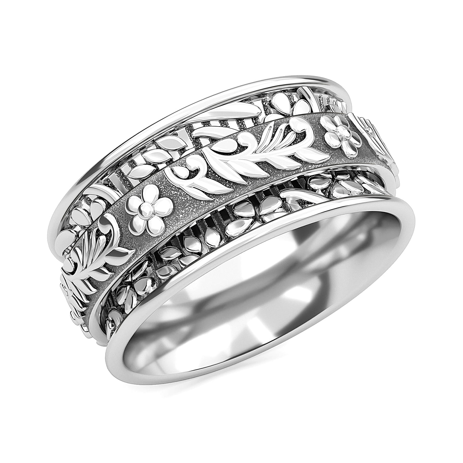 Fashion Women 925 Silver Lotus Flower White Topaz Ring Set 2PCS Wedding Jewelry 