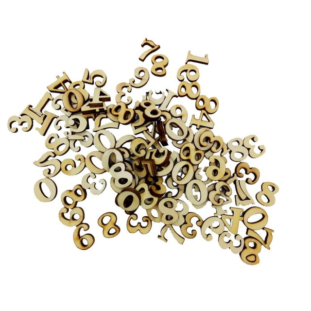 GUOOL 100 Pieces Blank Unfinished Wooden 0-9 Arabic Number Scrapbooking Embellishments