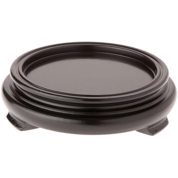 Plymor Black Round Wood Veneer Footed Display Base, 4.125" W x 4.125" D x 1" H (3" Display Diameter)