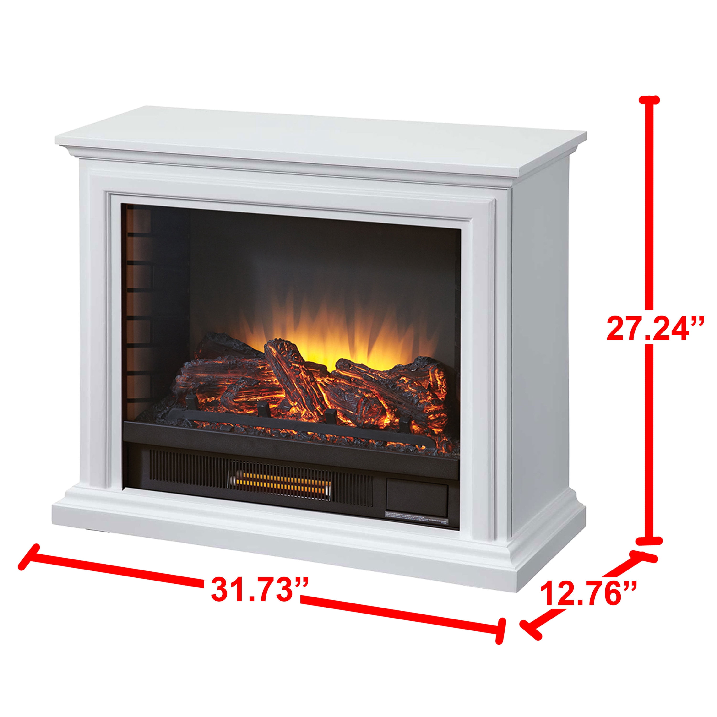 Sheridan GLF-5002-50 Free Standing Mobile Infrared Electric Fireplace White