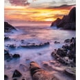 thumbnail image 3 of Hawaiian Duvet Cover Set, Colorful Sunrise at Halona Cove Eternity Beach Oahu Foggy Coast Seascape, Decorative 3 Piece Bedding Set with 2 Pillow Shams, Queen Size, Yellow Orange Purple, by Ambesonne, 3 of 3