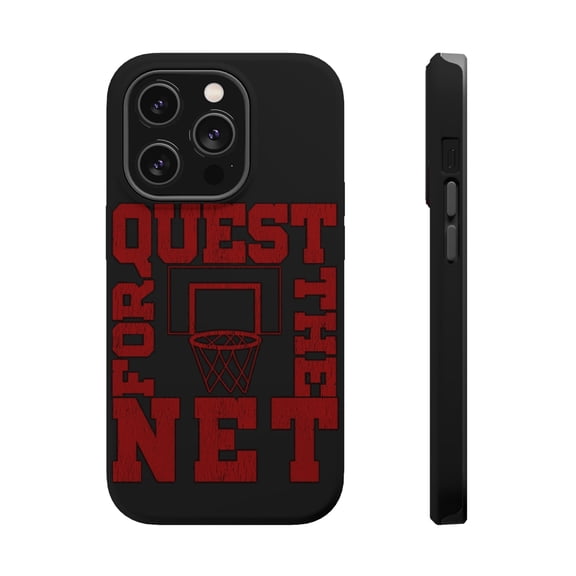 DistinctInk Tough Case for Apple iPhone 15 PRO (6.1" Screen), Compatible with MagSafe Charging - Quest For The Net Basketball