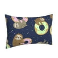 thumbnail image 2 of Naloa Sloth with Donuts Pillowcase, Throw Pillowcase, Wrinkle-Free, Stain-Resistant with Hidden Zipper for Bedroom Sofa - 14"x20", 2 of 9