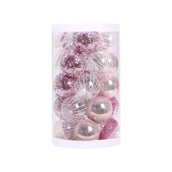 Yuarrent Agregue una atmósfera navideña con coloridas adornos para árboles de Navidad, decoraciones festivas, aplicaciones amplias Kits de decoración para fiestas Rosa