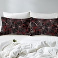 thumbnail image 4 of YST Geometric Bedding Set, Geometry Irregular Diamond Fitted Sheet For Kids Teens Adult Women Bedroom, Lightweight Microfiber Bed Sheets Abstract Triangle Sheets (Black Red, Queen), 4 of 5