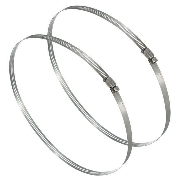 Uxcell 2 Pcs Abrazaderas de Manguera, 9.9-10.75 Pulgadas Abrazadera de Manguera Ajustable de Acero Inoxidable 304 para Plomería Automotriz, Plata