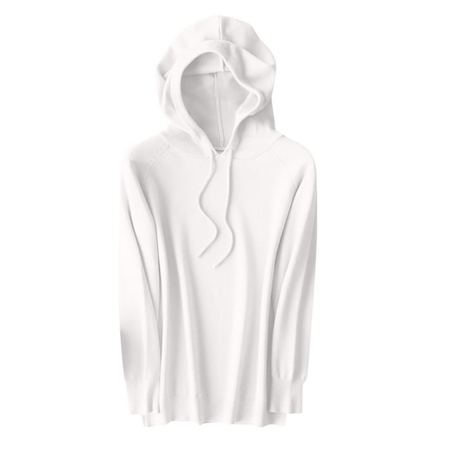 cfhntfmh Womens Fashion Hoodies Fall Lounge Long Sleeve Drawstring Hooded Sweatshirt Soft Comfy Solid Color Knit Pullovers