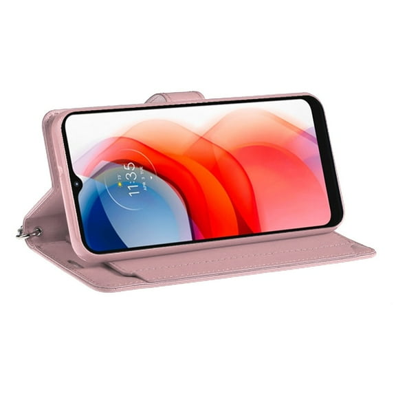 For iPhone 13/14 Wallet ID Card Holder Case Cover - Rose Gold