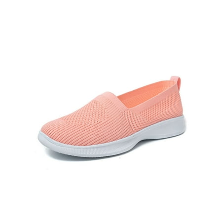 

Ritualay Women Athletic Shoes Knit Upper Sneakers Lace Up Trainers Non-Slip Lightweight Running Sports Walking Stretch Pink 7