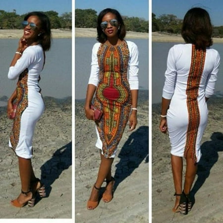 - DZT1968New Women Summer Casual Deep O-Neck Traditional African Print Party Dresses