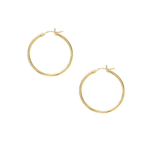 10k Yellow Gold 30mm X 2mm Hoop Earrings Walmart Com