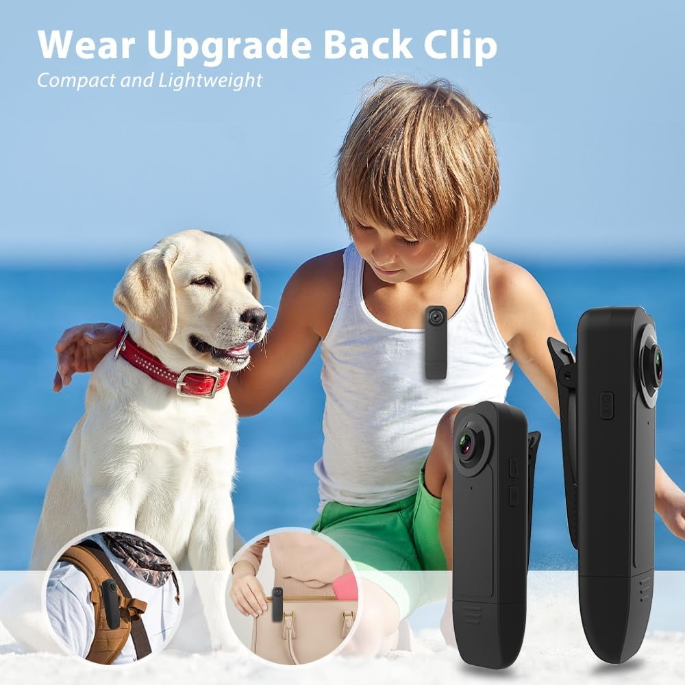 1080P Mini Body Camera with Audio Clip-on Video Recorder Wide Angle Video Camera Built-in Battery Night Vision Motion Detection for Hiking Riding Running Travel