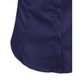 thumbnail image 5 of J. METHOD Women's Button Down Shirt 3/4 Sleeve Roll Up Stretch Collar Office Work Formal Casual Basic Blouse Top NEWT01 Navy Blue M, 5 of 6