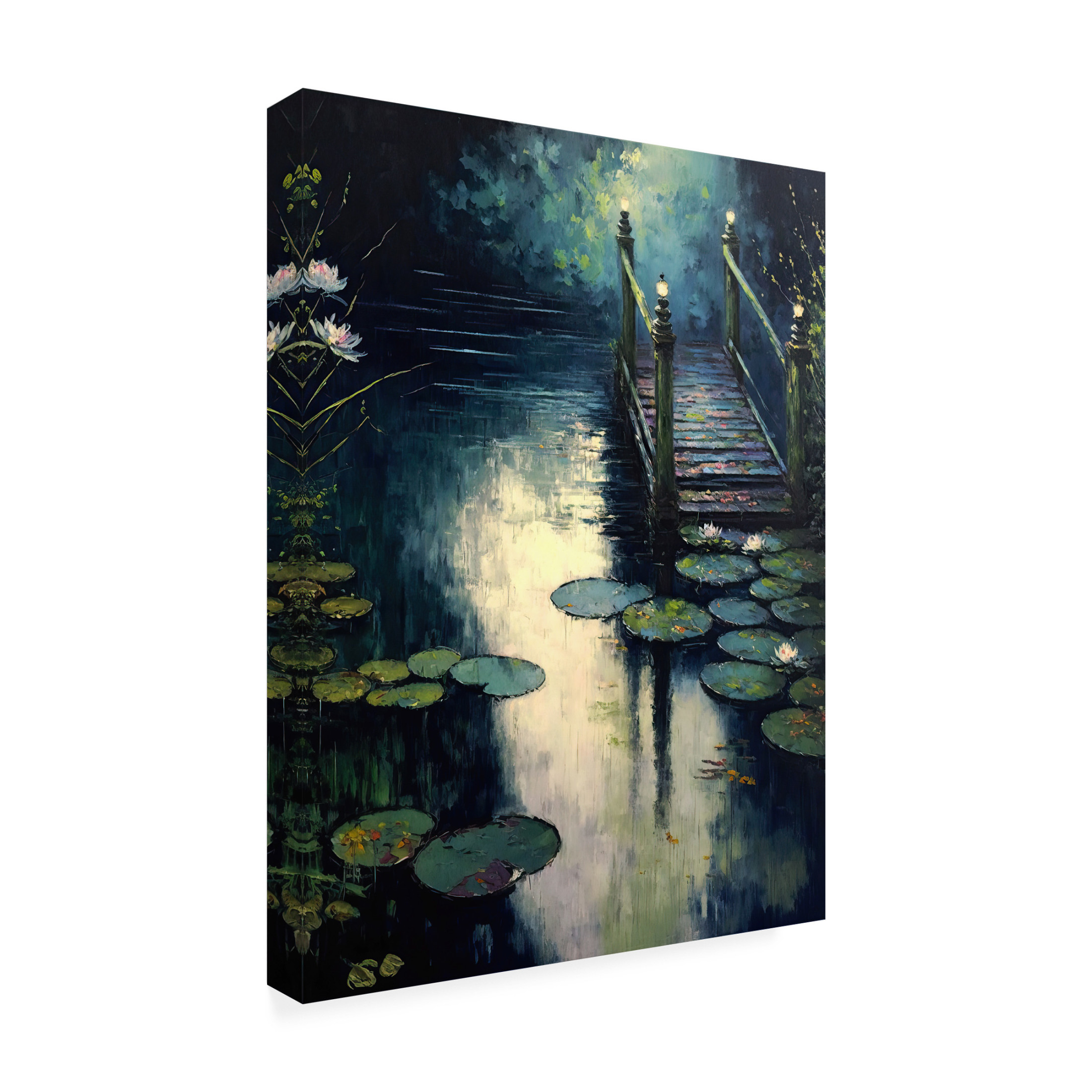 Canvas Wall Art - Treechild 'Footbridge By The Water' Wall Art for Living Room, Bedroom, or Office D?cor by Trademark Fine Art - 24 x 32 Inches