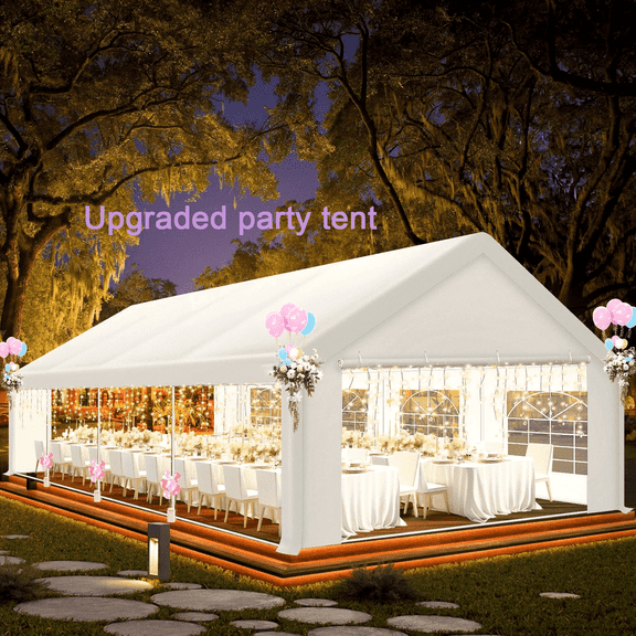 COBIZI Party Tent Heavy Duty, 20x30ft Wedding Tent, Large Canopy Tents for Parties, Carport Canopy with Removable Sidewalls, Large Tent with Built-in Sandbag, UV50 , Big Tent for Party, White